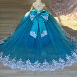 Elegant Blue and White Kids Dress